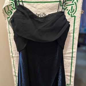 METALLIC COLOR CHANGING Betsy & Adams spag. strap blue/black dress size 6